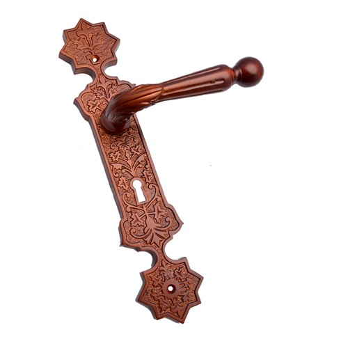 "Shalmaneser" Silicon Bronze Door Handle with Plate (Keyhole Cutout)